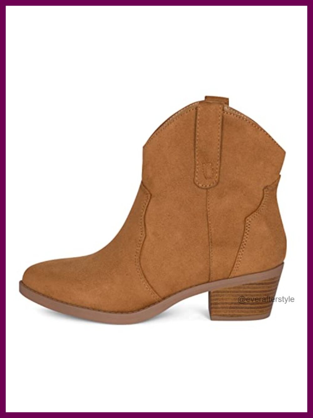Western Cowboy Ankle Boots Vegan Pull On Stacked Heel Pointed Toe